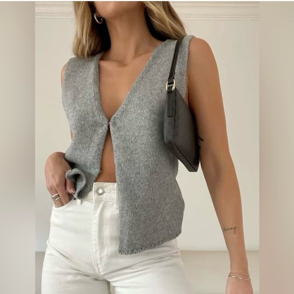 Rumored Charcoal V-Neck Sweater Vest